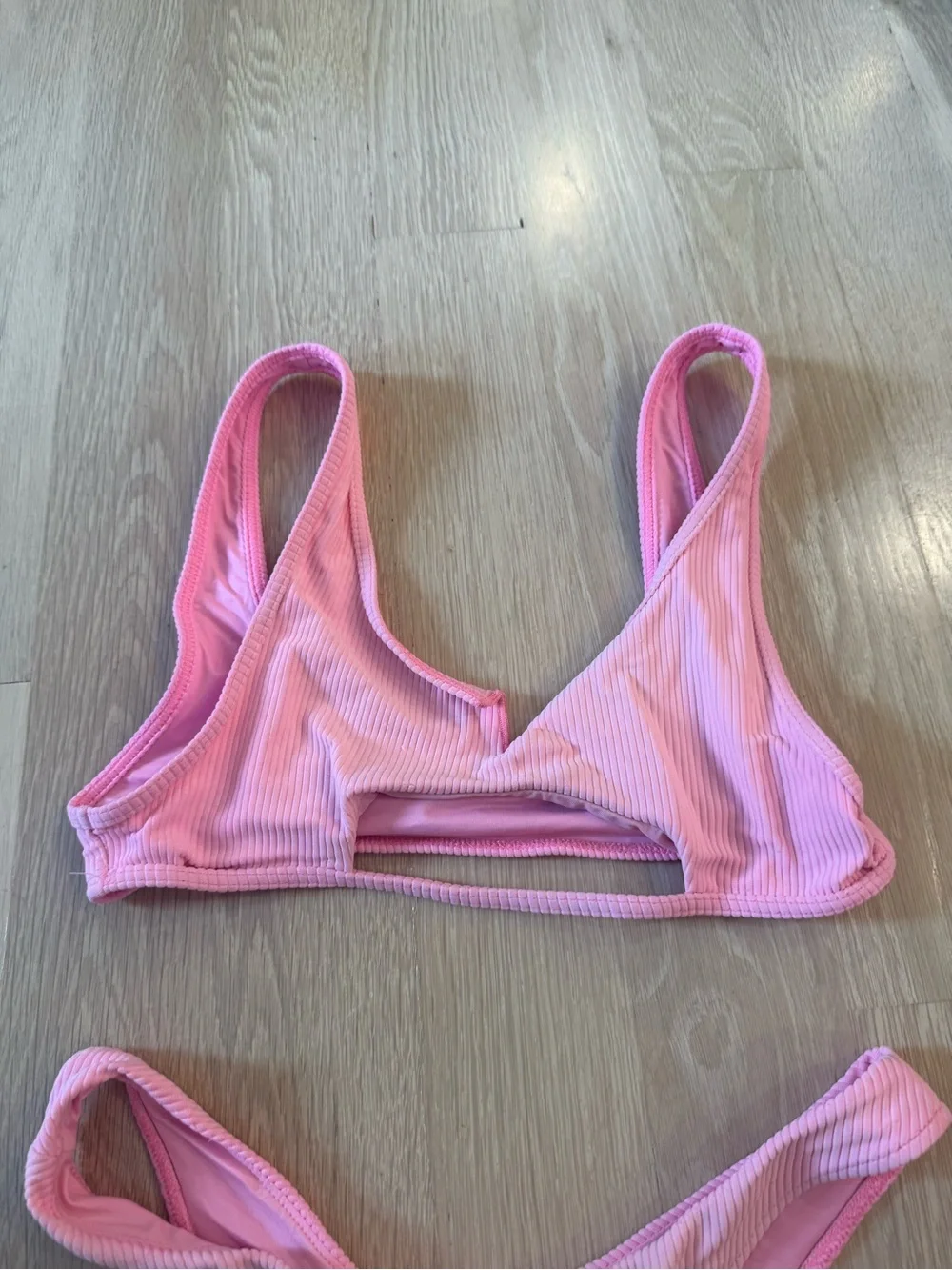 Ribbed Pink Two-Piece Bikini Set